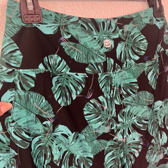 Gradual Shorts Adult M Green Black Leaf Plants Brief Lined Active Stretch Swim - Picture 6 of 10